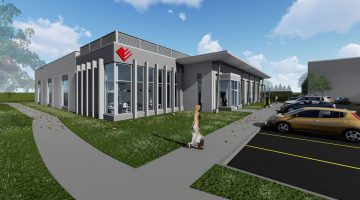 Soutehast Venture Office Exterior Rendering Daytime Corner View